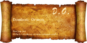 Dombos Ormos névjegykártya
